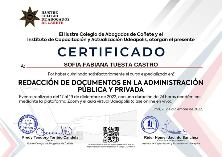 Certificado de capacitación
