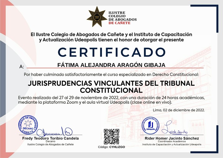 Certificado de capacitación