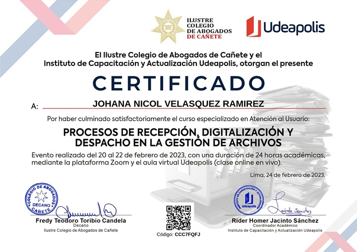Certificado de capacitación