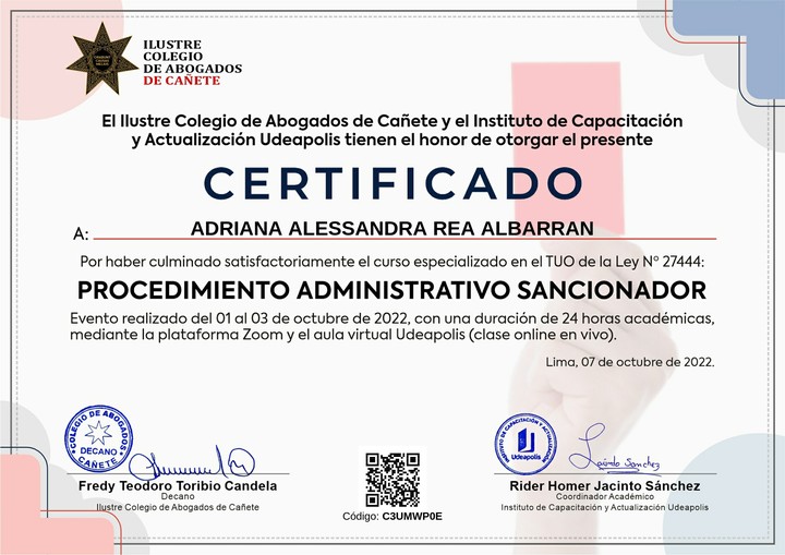 Certificado de capacitación