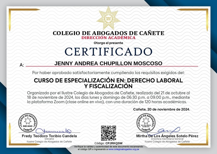 Certificado de capacitación