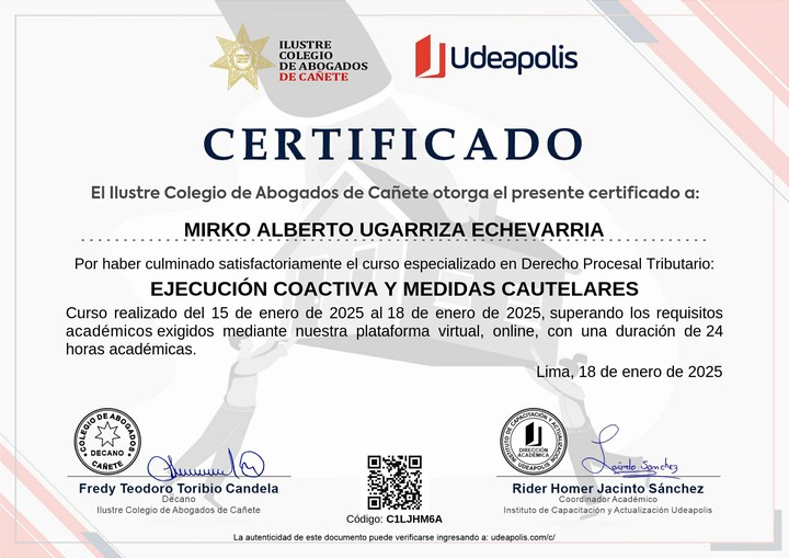 Certificado de capacitación