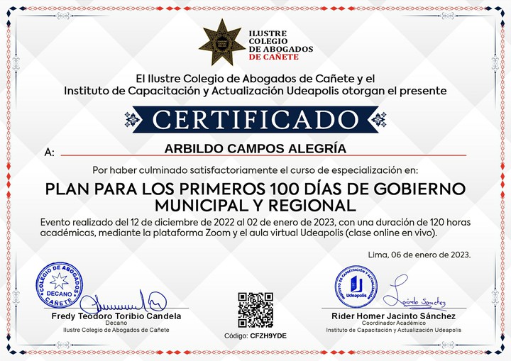 Certificado de capacitación