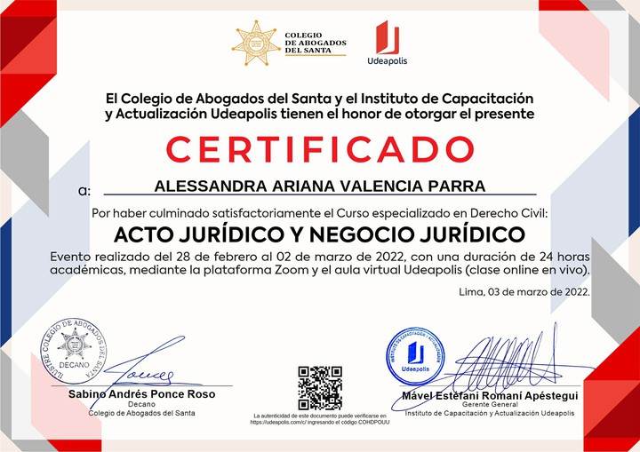 Certificado de capacitación