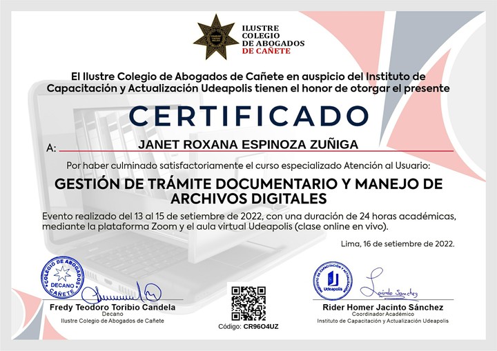Certificado de capacitación