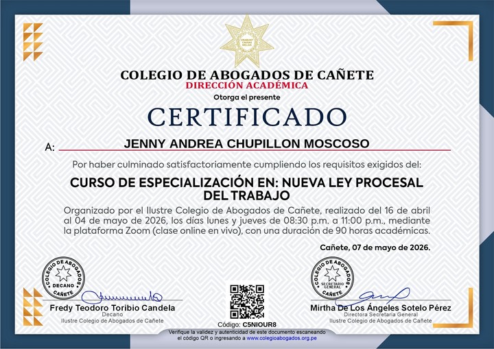 Certificado de capacitación