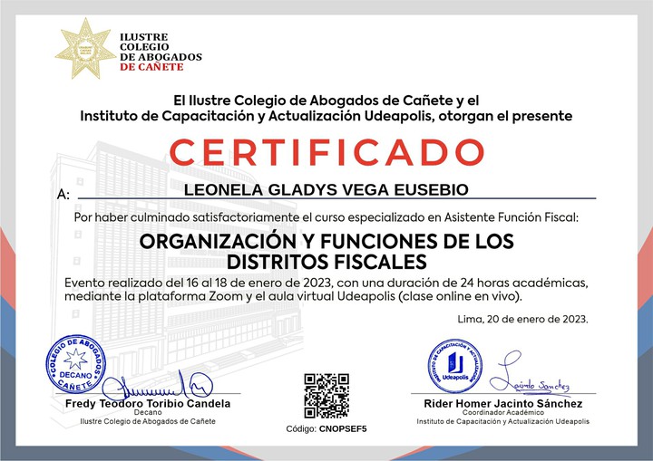Certificado de capacitación