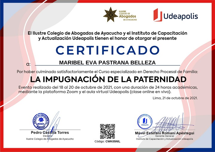 Certificado de capacitación