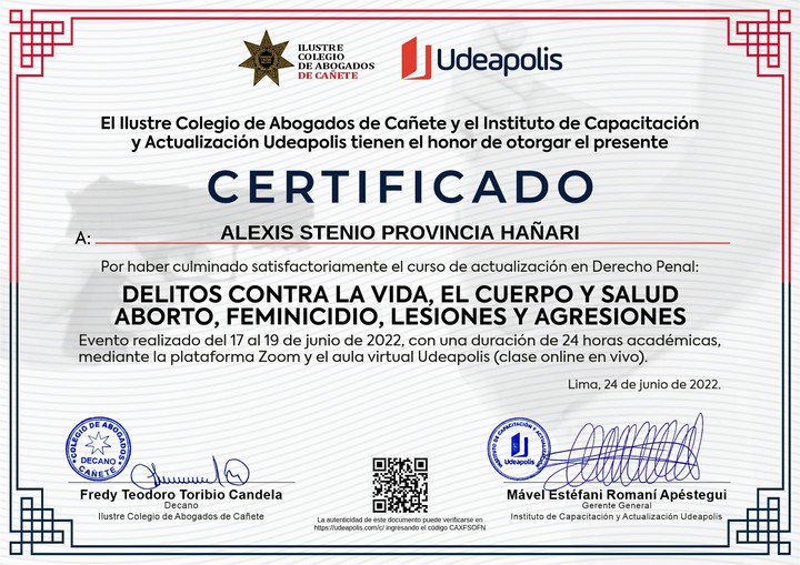 Certificado de capacitación