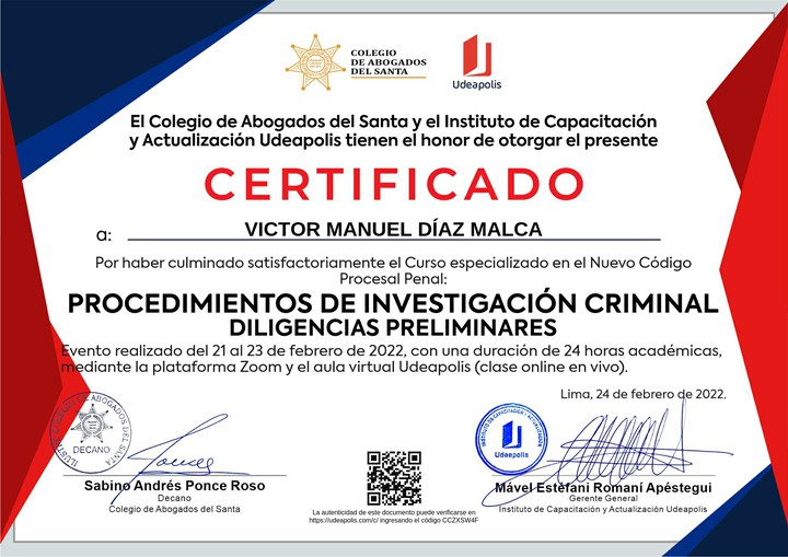Certificado de capacitación