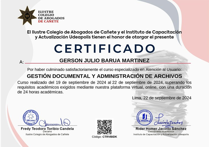 Certificado de capacitación