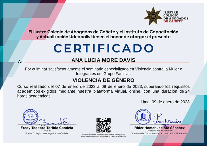 Certificado de capacitación