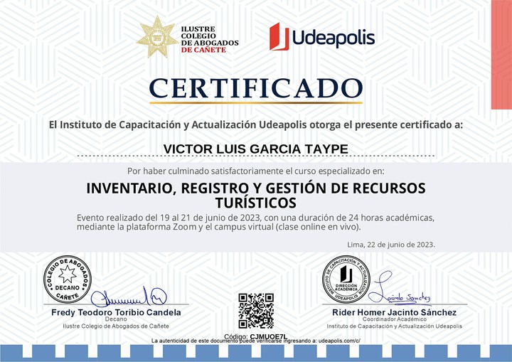Certificado de capacitación