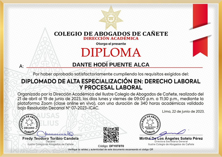 Certificado de capacitación