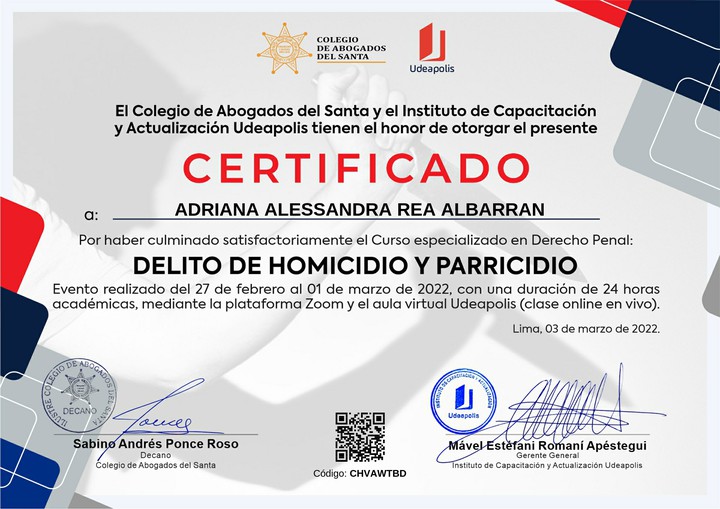 Certificado de capacitación