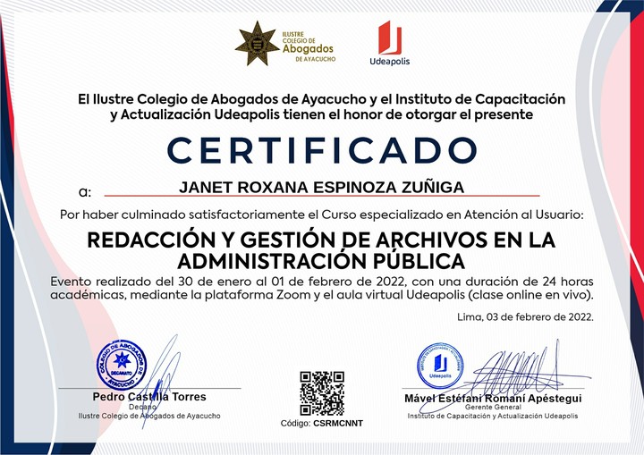 Certificado de capacitación