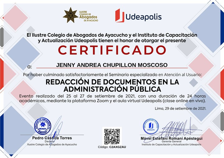Certificado de capacitación