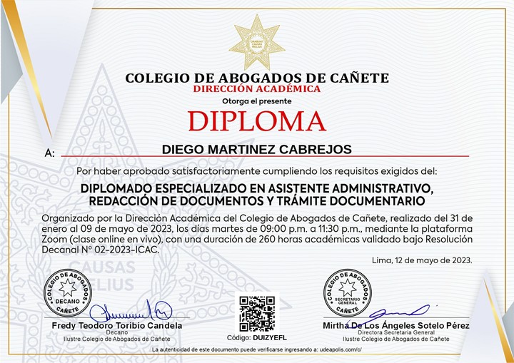 Certificado de capacitación