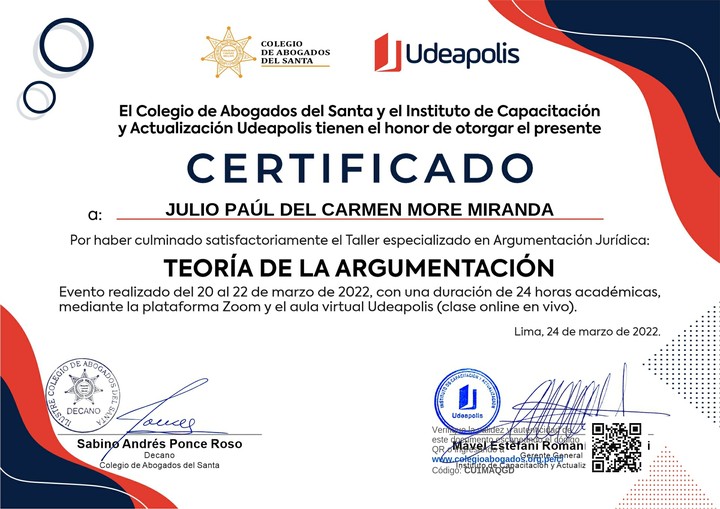Certificado de capacitación