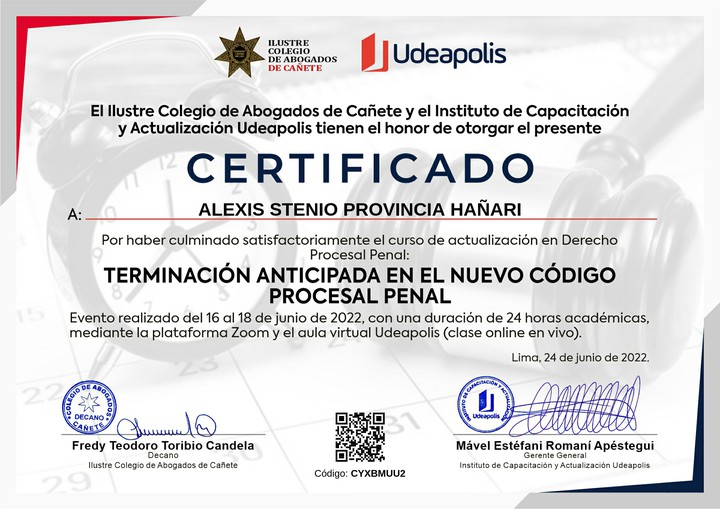 Certificado de capacitación