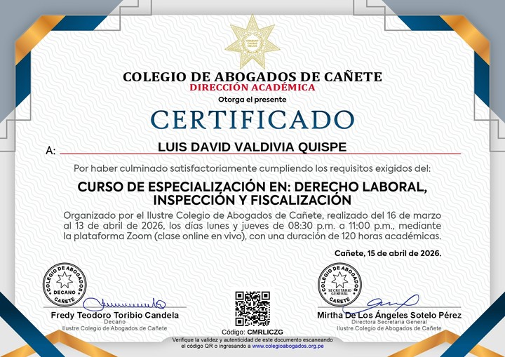 Certificado de capacitación