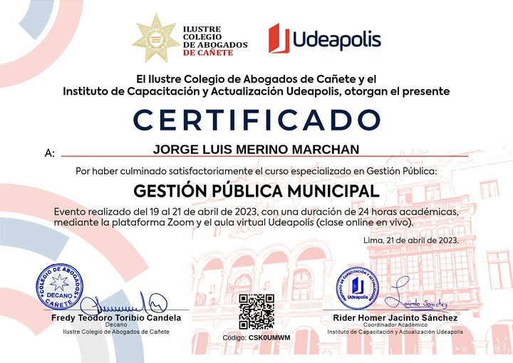 Certificado de capacitación