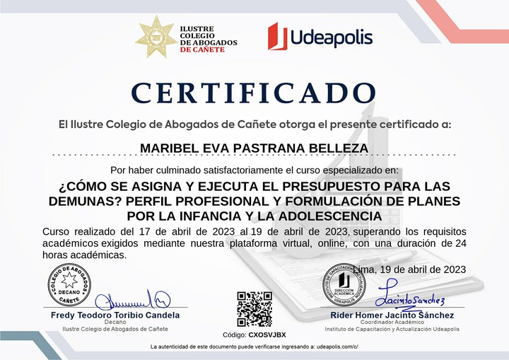 Certificado de capacitación