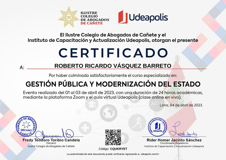 Certificado de capacitación