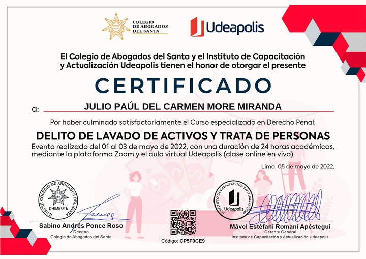 Certificado de capacitación