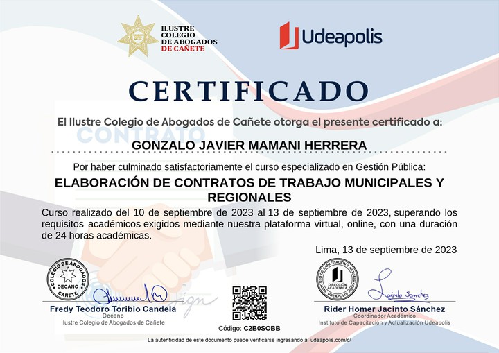 Certificado de capacitación
