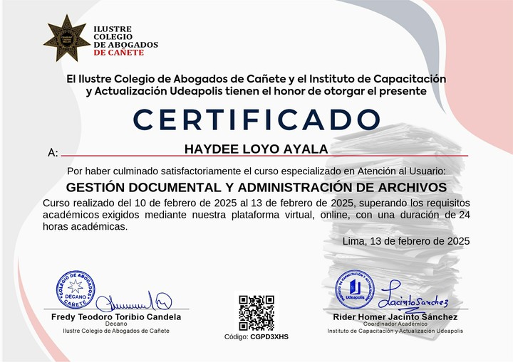Certificado de capacitación