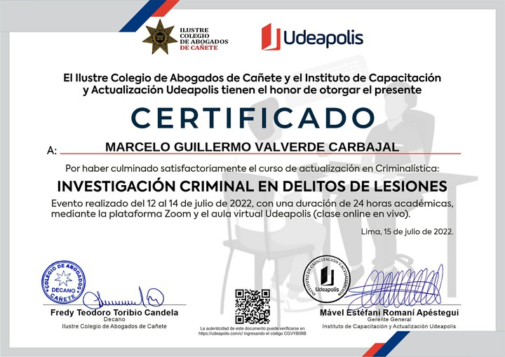 Certificado de capacitación