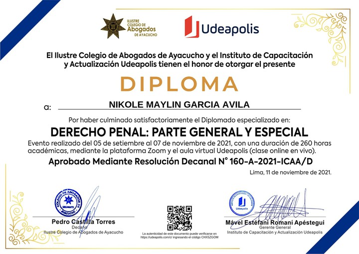Certificado de capacitación