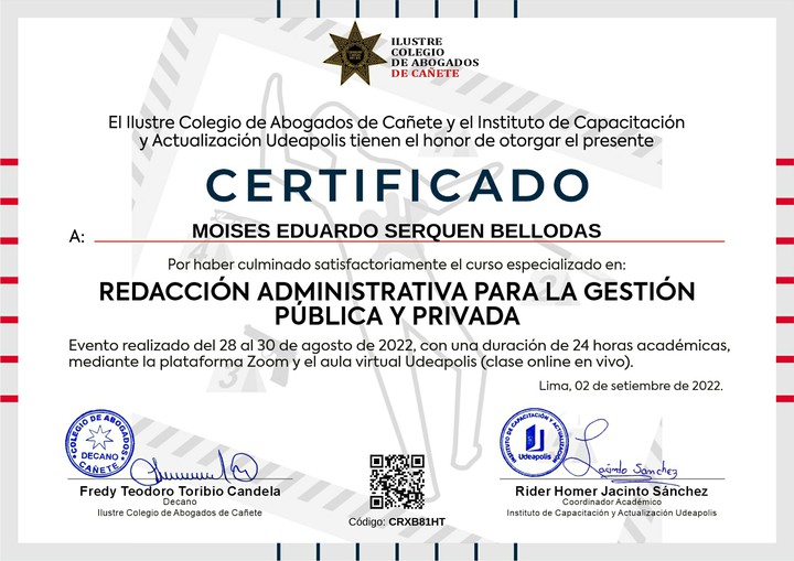 Certificado de capacitación