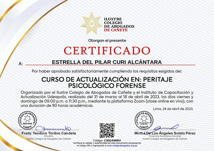 Certificado de capacitación