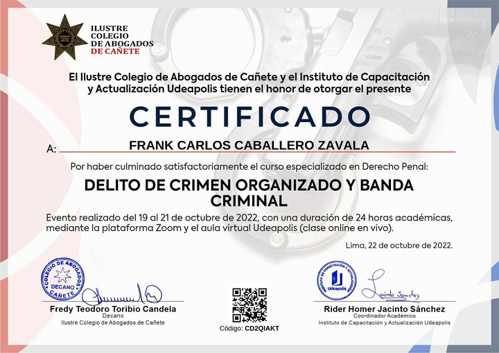 Certificado de capacitación