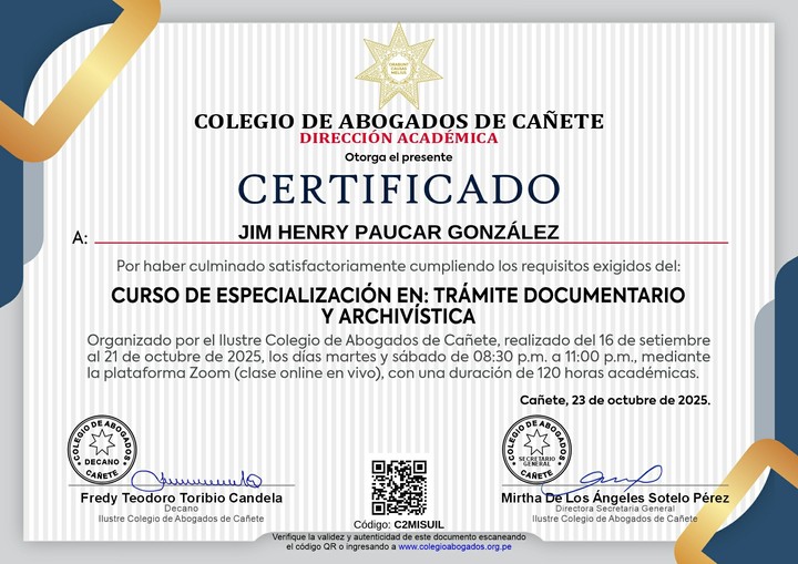 Certificado de capacitación