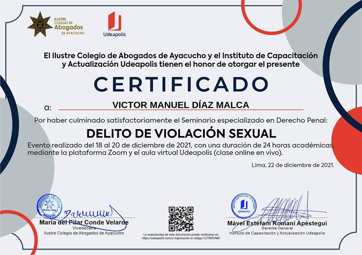 Certificado de capacitación