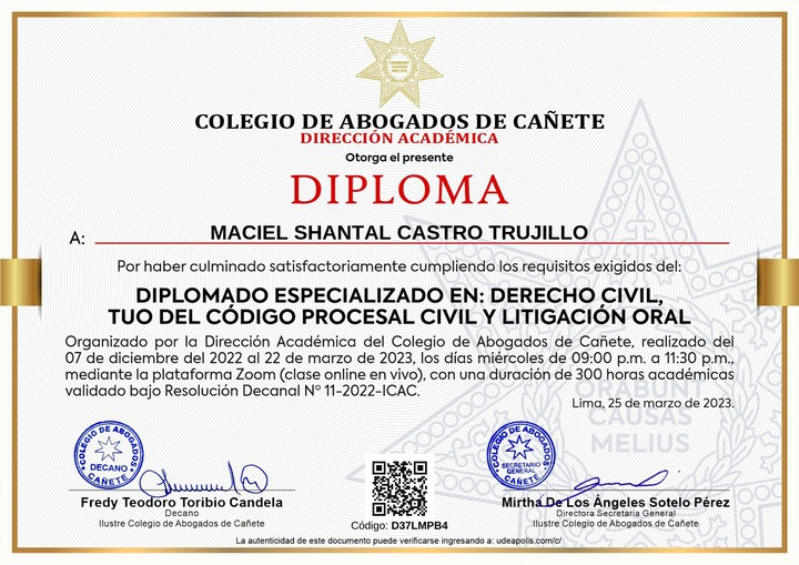Certificado de capacitación
