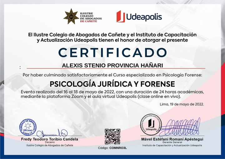 Certificado de capacitación