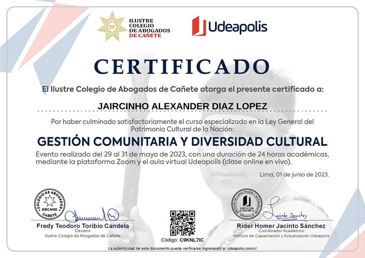 Certificado de capacitación