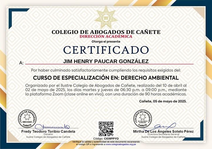 Certificado de capacitación
