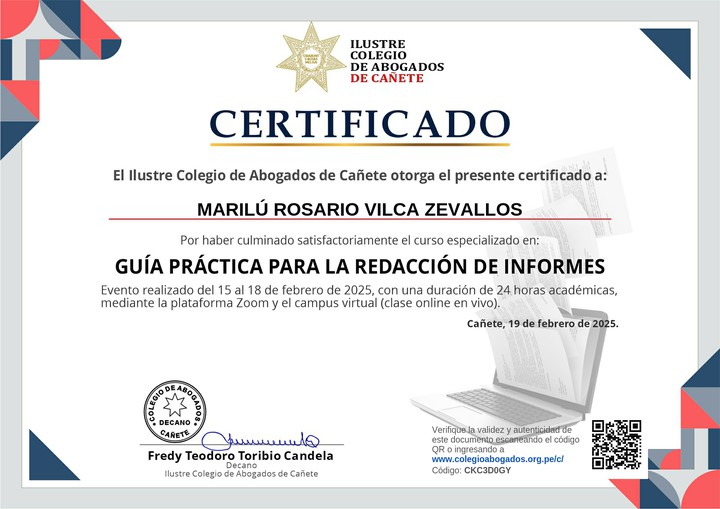 Certificado de capacitación