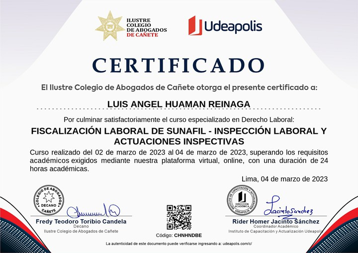Certificado de capacitación