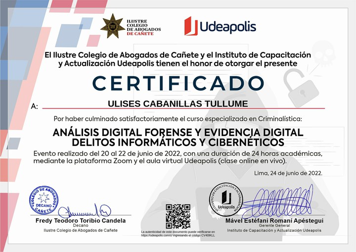 Certificado de capacitación