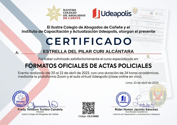 Certificado de capacitación