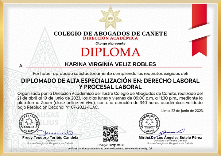 Certificado de capacitación