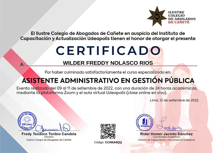 Certificado de capacitación