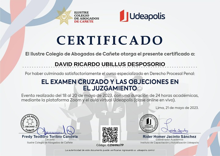 Certificado de capacitación