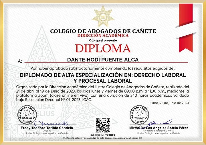 Certificado de capacitación